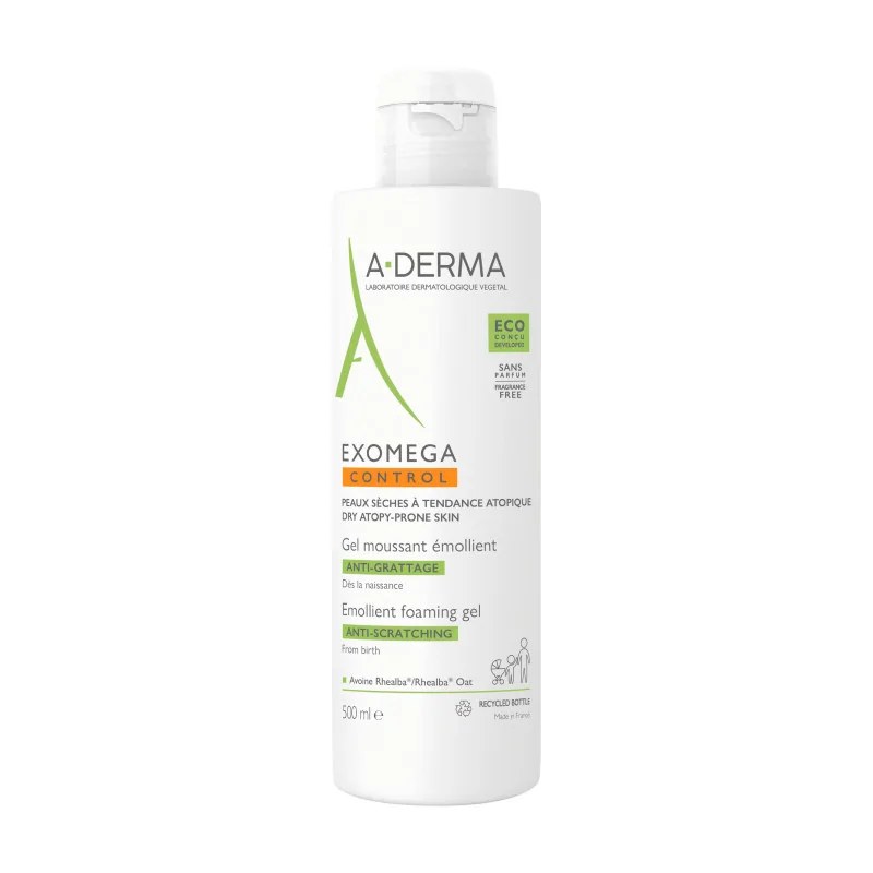 A-DERMA A-DERMA  EXOMEGA CONTROL GEL MOUSSANT ÉMOLLIENT VISAGE CORPS 500ml