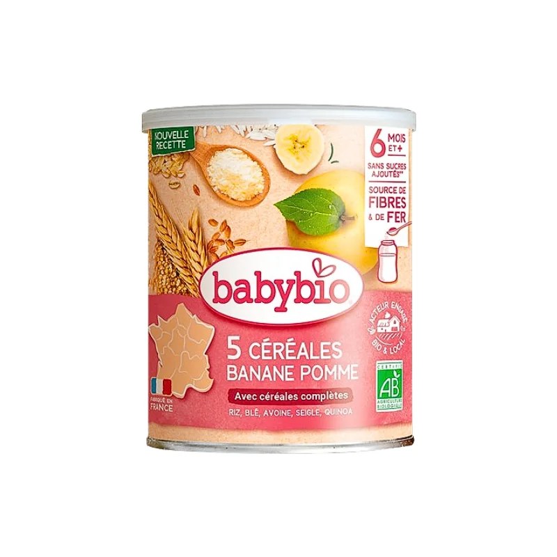 BABYBIO Babybio 5 Cereales Banane Pomme 220g