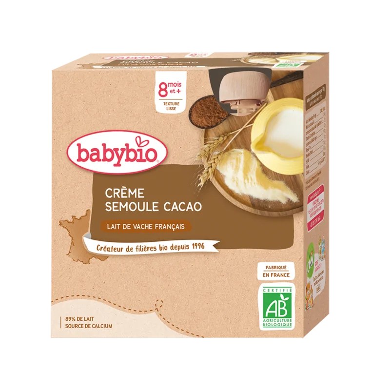 BABYBIO Babybio Crème Semoule Cacao 4x85G