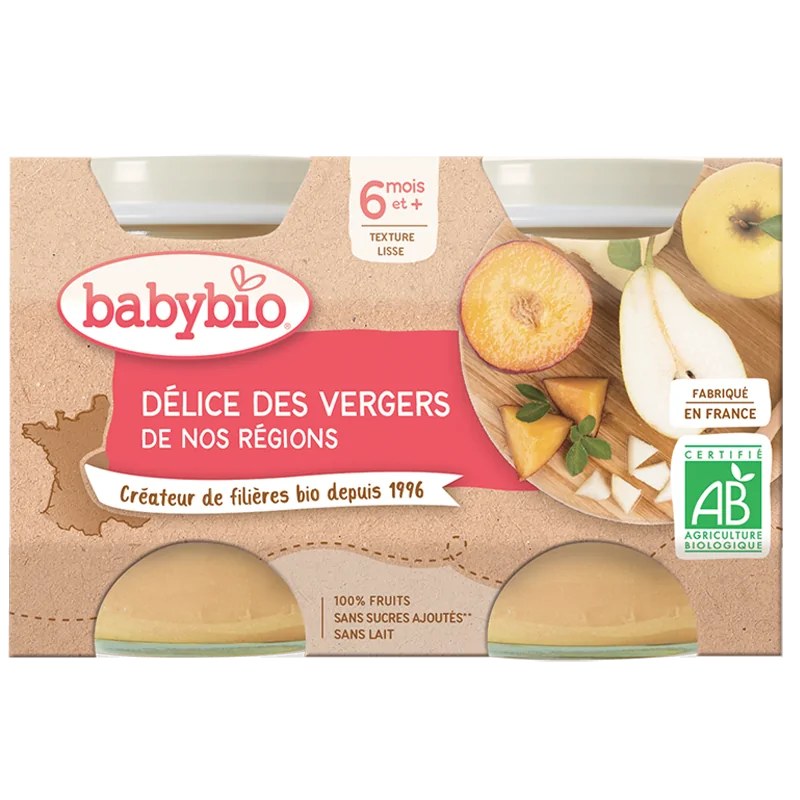 BABYBIO Babybio Délice des Vergers 2X130G