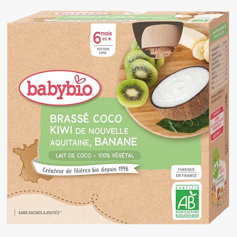 BABYBIO BABYBIO GOURDE BRASSE COCO KIWI BANANE 4x85G