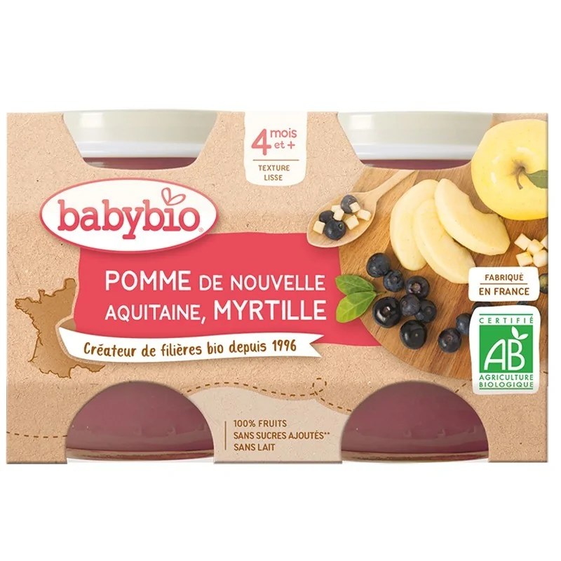 BABYBIO BABYBIO Petits Pots Pomme/Myrtille Bio 2x130g