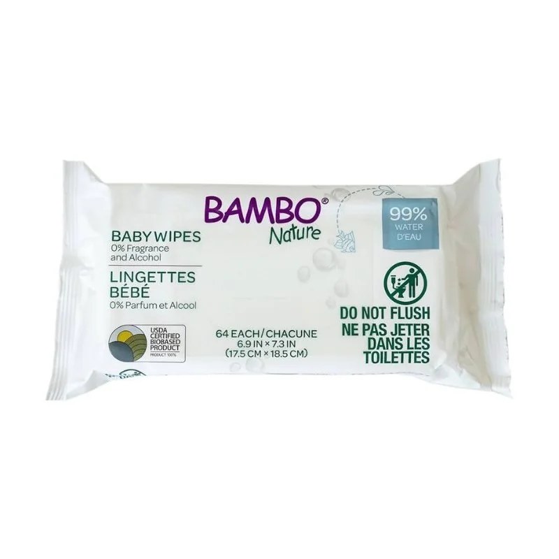 BAMBO NATURE Bambo Nature Lingettes à l'eau sans parfum x64
