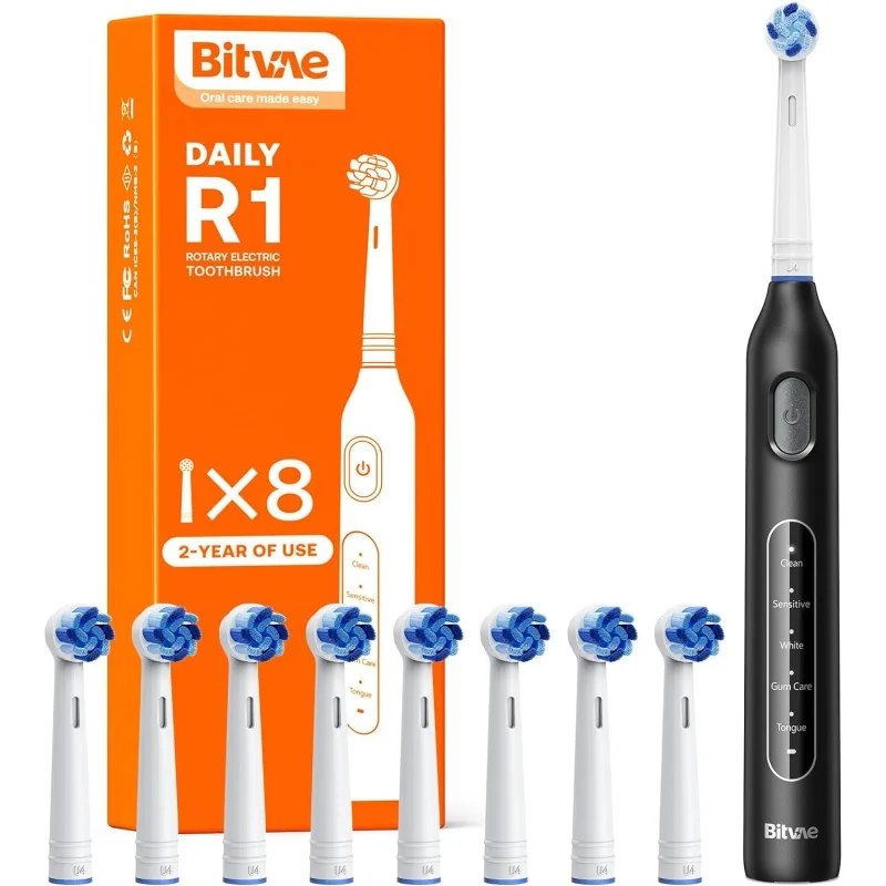 Bitvae Bitvae Brosse à dents électrique R1 avec 8 têtes de brosse