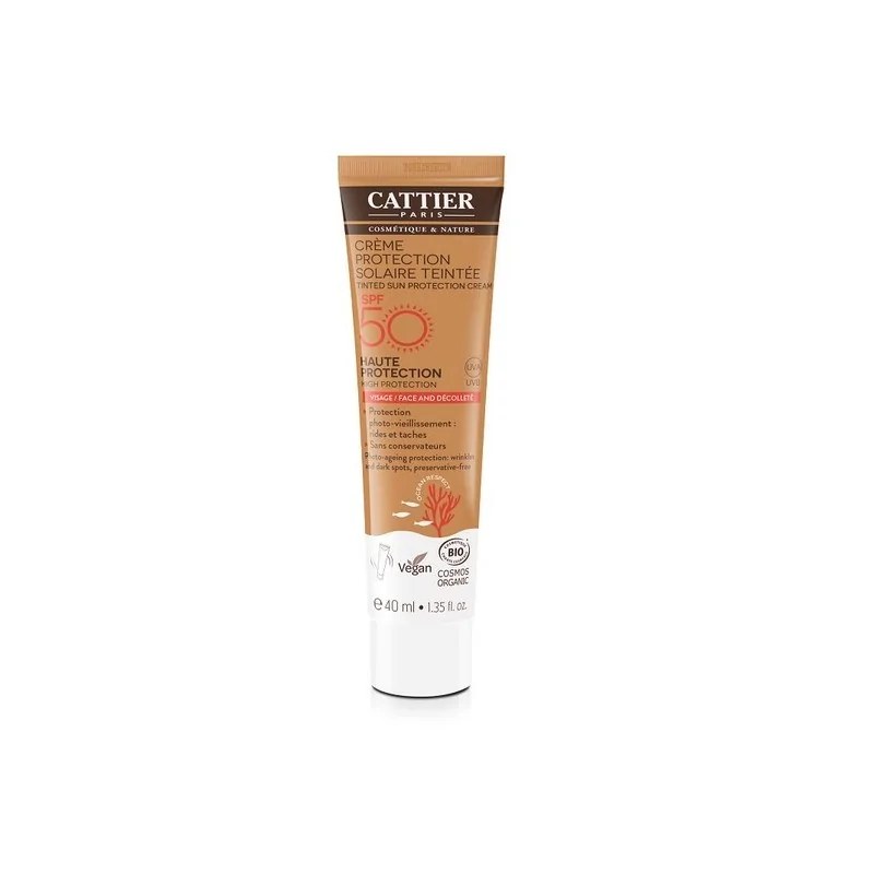 CATTIER Cattier Crème Protection Solaire Teintée SPF 50 Bio 40 ml