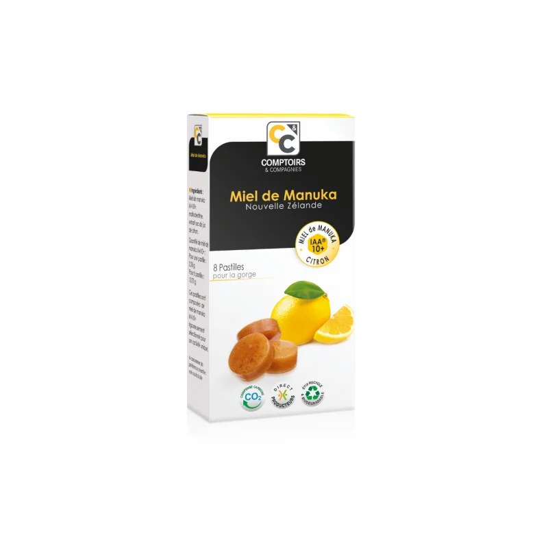 COMPTOIRS & COMPAGNIES Comptoirs & Compagnie PASTILLES POUR LA GORGE AU MIEL DE MANUKA ET CIRTON 22G