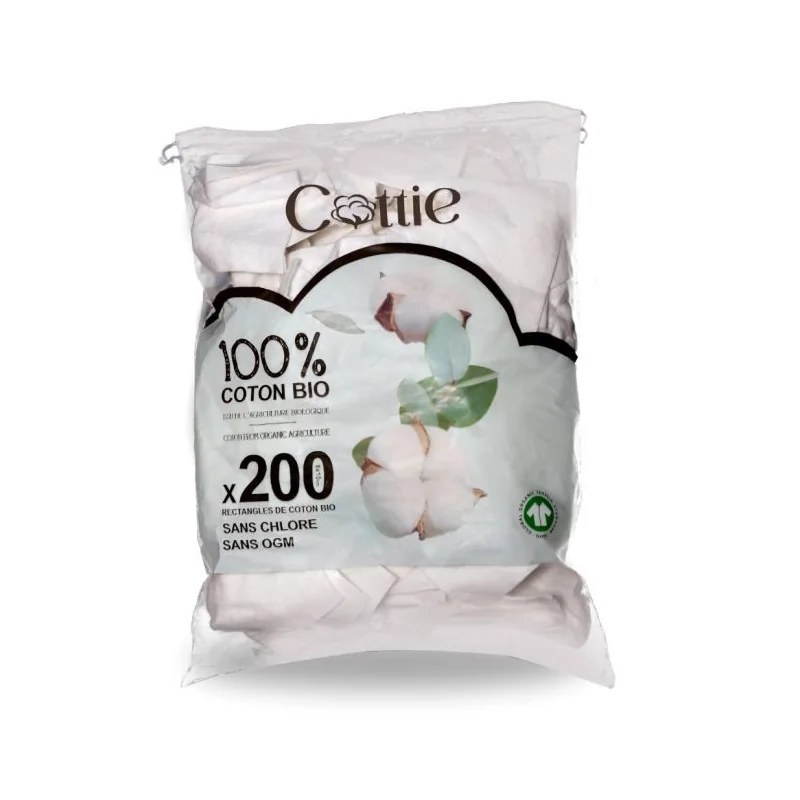COTTIE COTTIE 200 RECTANGLES DE COTON PADS 100% BIO