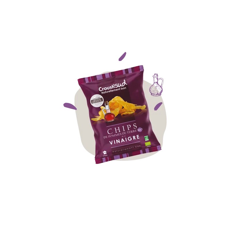 CROUSTISUD CROUSTISUD CHIPS DE POMME DE TERRE AU VINAIGRE 100G
