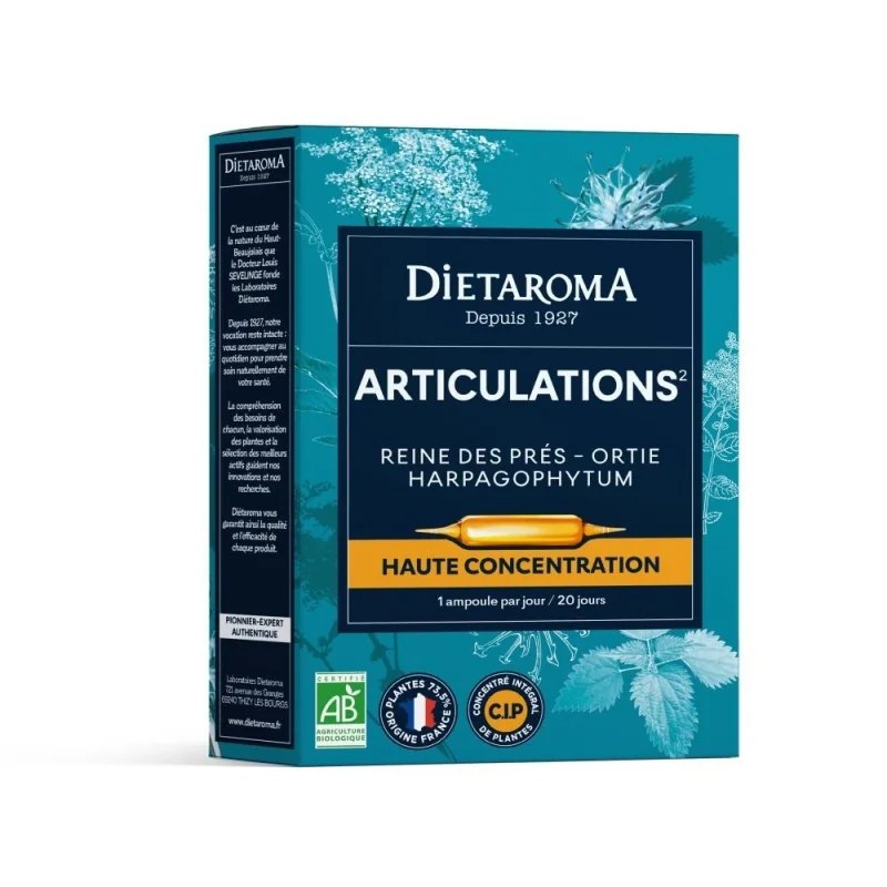 dietaroma Dietaroma Articulations (Reine des prés, orties, harpagophytum) BIO, 20 ampoules