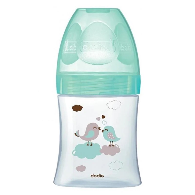 dodie DODIE BIBERON INITIATION+ VERRE 150ML VERT OISEAUX 0-6 M TET RONDE 3 VIT D1