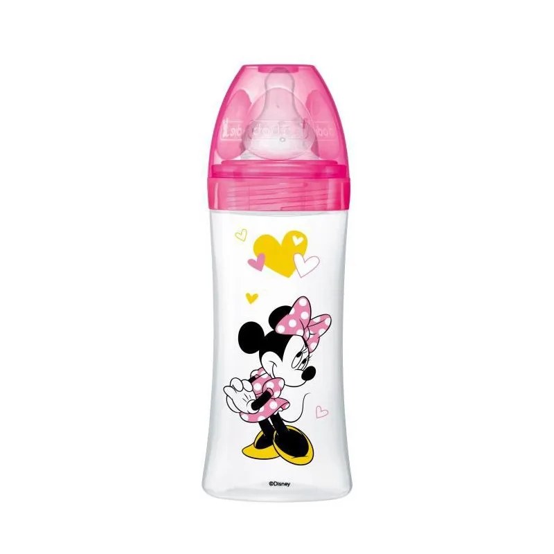 dodie DODIE Biberons initiation+ 330ML MINNIE ROSE +6 M TET RONDE 3 VIT D3