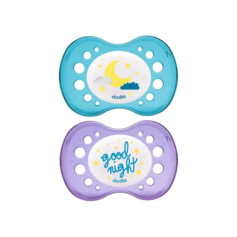 dodie DODIE SUCETTE ANATOMIQUE A2 +18M  DUO NUIT GOOD NIGHT / LUNE SANS ANNEAU