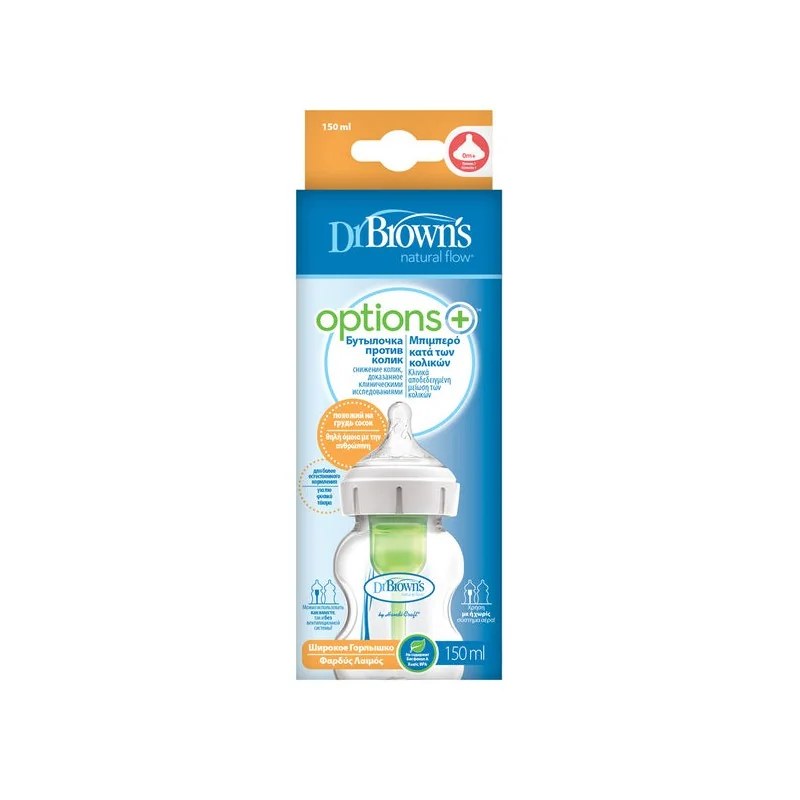 Dr Brown’s DR BROWN'S BIBERON OPTIONS+ ANTI COLIC COL LARGE 150ML 0 M+