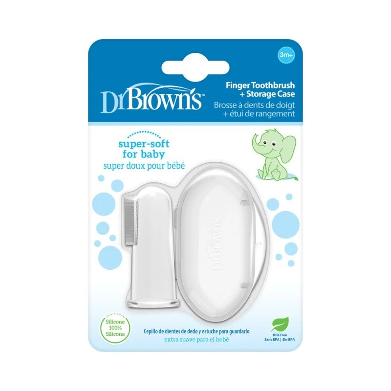 Dr Brown’s DR BROWNS BROSSE A DENTS EN SILICONE AVEC ETUI POUSSE DENTAIRE 3M+