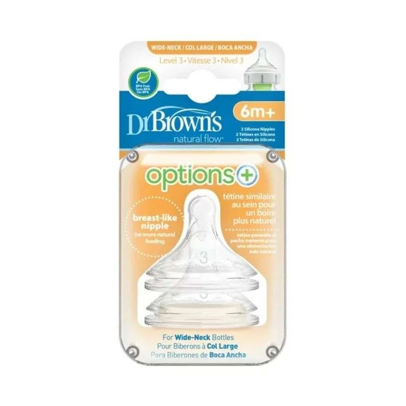 Dr Brown’s DR BROWNS OPTIONS+ TETINE COLE LARGE NIVEAU 3 PACK DE 2 6 MOIS +