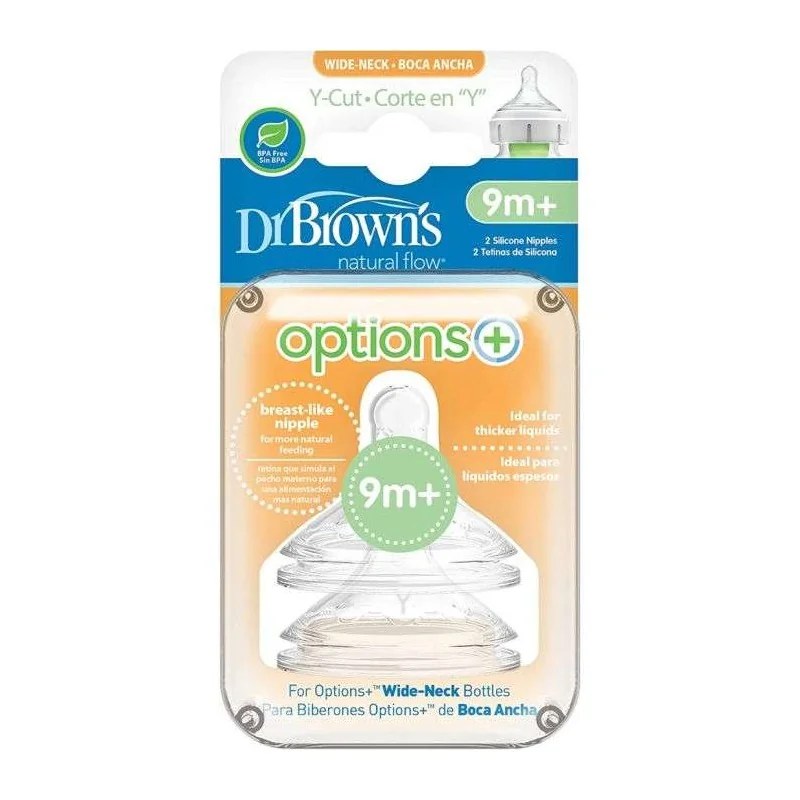Dr Brown’s DR BROWNS OPTIONS+ TETINE COLE LARGE PACK DE 2 CORTE EN Y 9 MOIS +