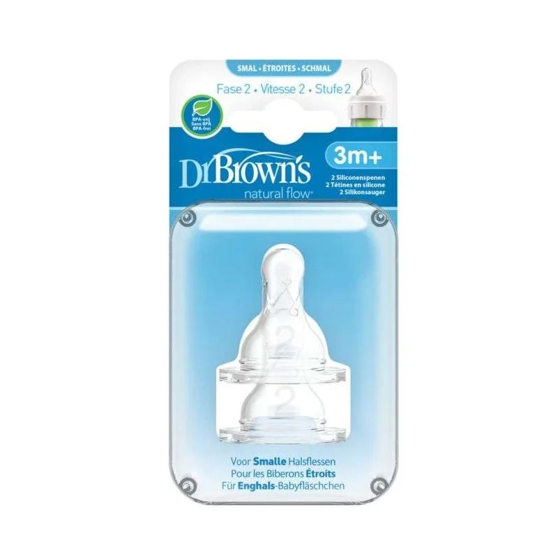 Dr Brown’s DR BROWNS TETINE COLE ETROIT NIVEAU 2 3MOIS+ PACK DE 2