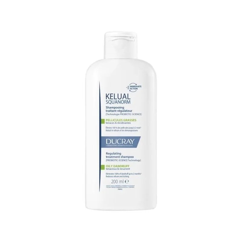 DUCRAY DUCRAY KELUAL SQUANORM SHAMPOOING TRAITANT REGULATEUR PELLICULES GRASSES 200ML