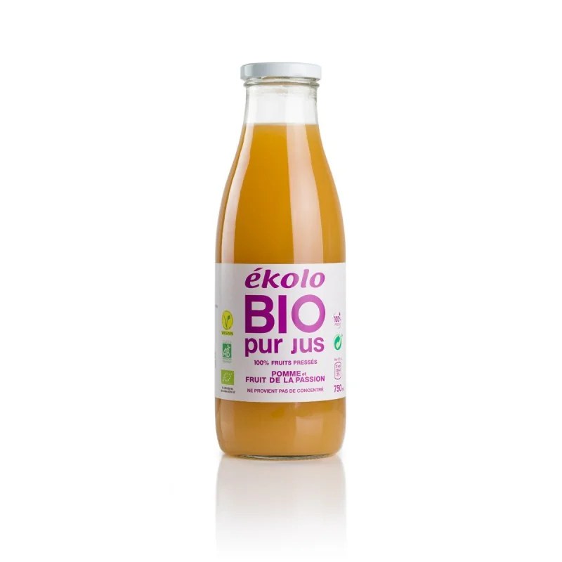 EKOLO BIO EKOLO BIO PUR JUS DE POMME ET FRUITS DE PASSION 750ML