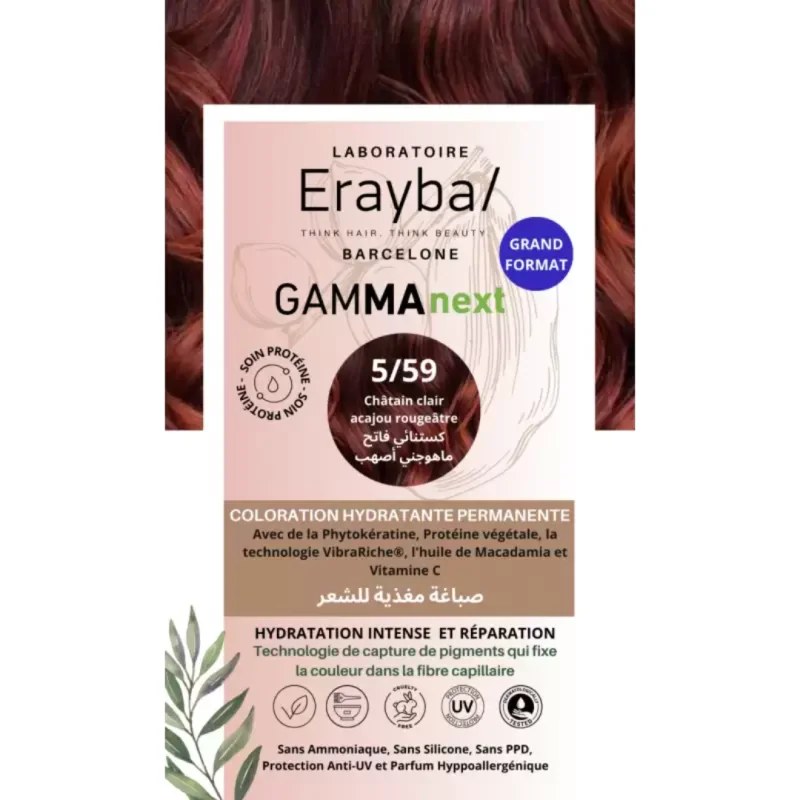 ERAYBA Erayba Gamma Next Coloration 5/59 Chatin Clair Acajou rougeatre Coloration Hydratante Permanente