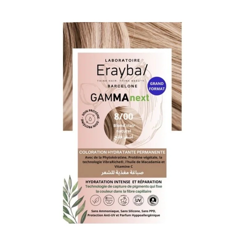 ERAYBA Erayba Gamma Next Coloration 8/00 Blond clair Natural Coloration Hydratante Permanente