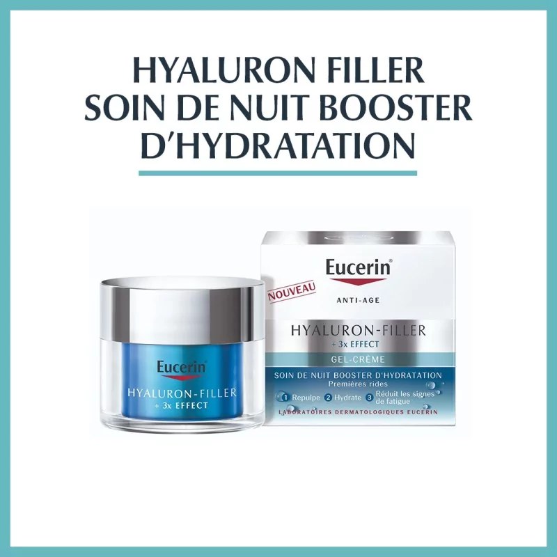 EUCERIN EUCERIN Hyaluron-Filler + 3x Effect, Soin de Nuit, Booster d'Hydratation 50ml.