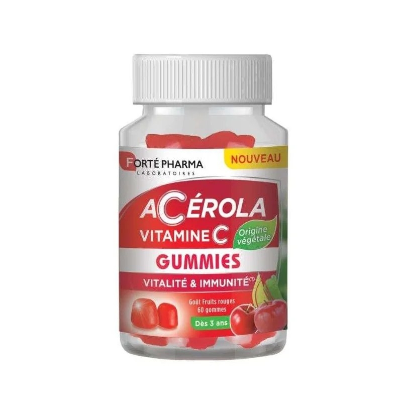 FORTE PHARMA FORTE PHARMA ACEROLA VITAMINE C 60 GOMMES GOUT FRUITS ROUGES