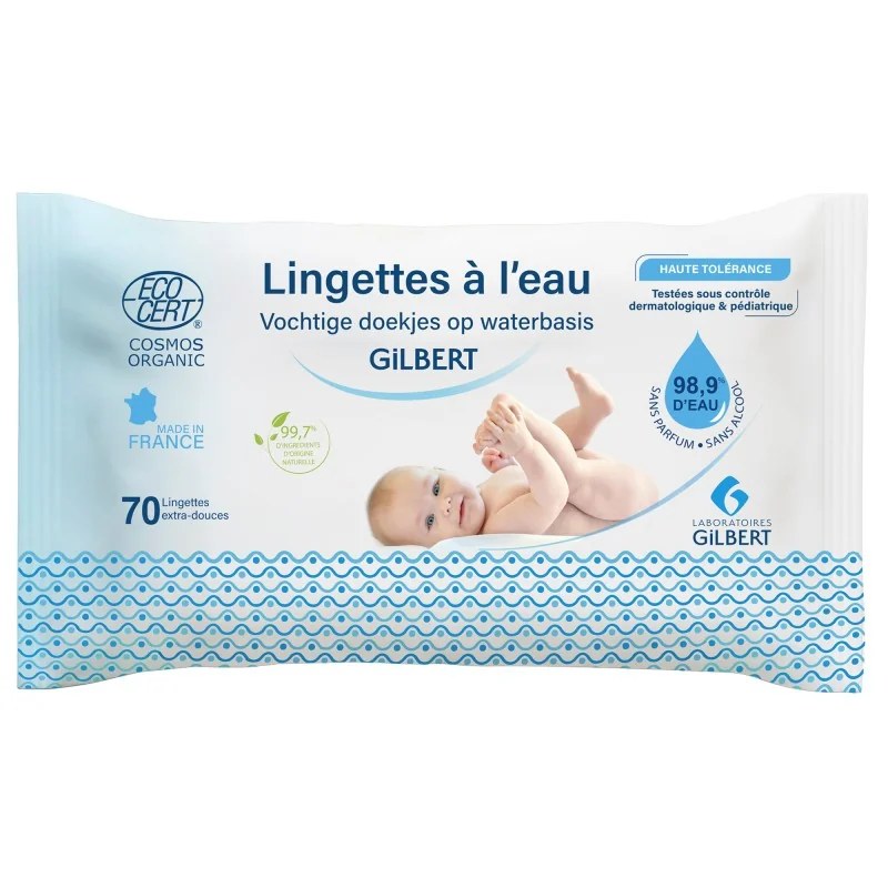 GILBERT Gilbert lingettes Bio a l'eau 70 Unités