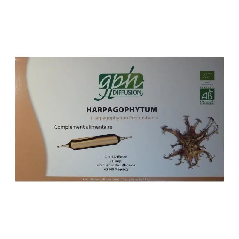 GPH DIFFUSION  GPH DIFFUSION  Harpagophytum biologique 20 ampoules de 15ml