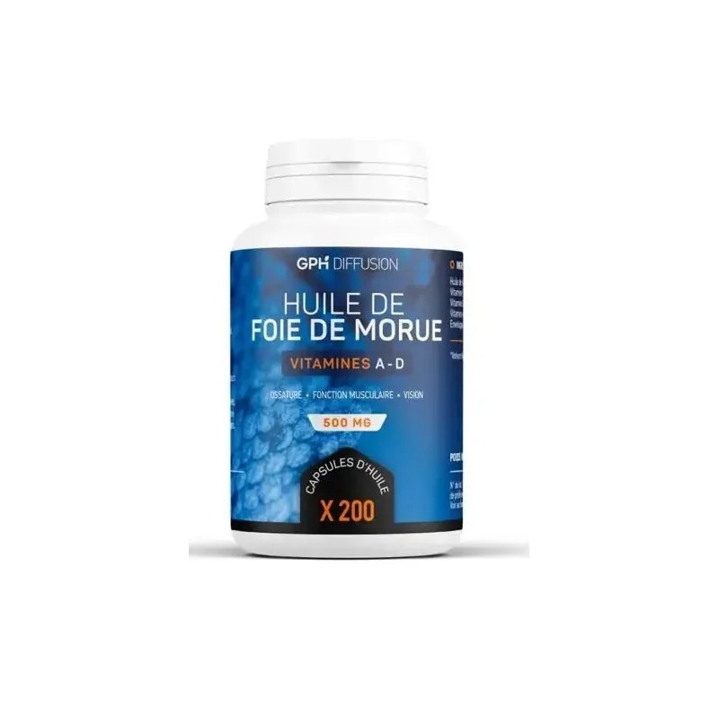 GPH DIFFUSION  GPH DIFFUSION HUILE DE FOIE DE MORUE 200 CAPSULES A 400 MG