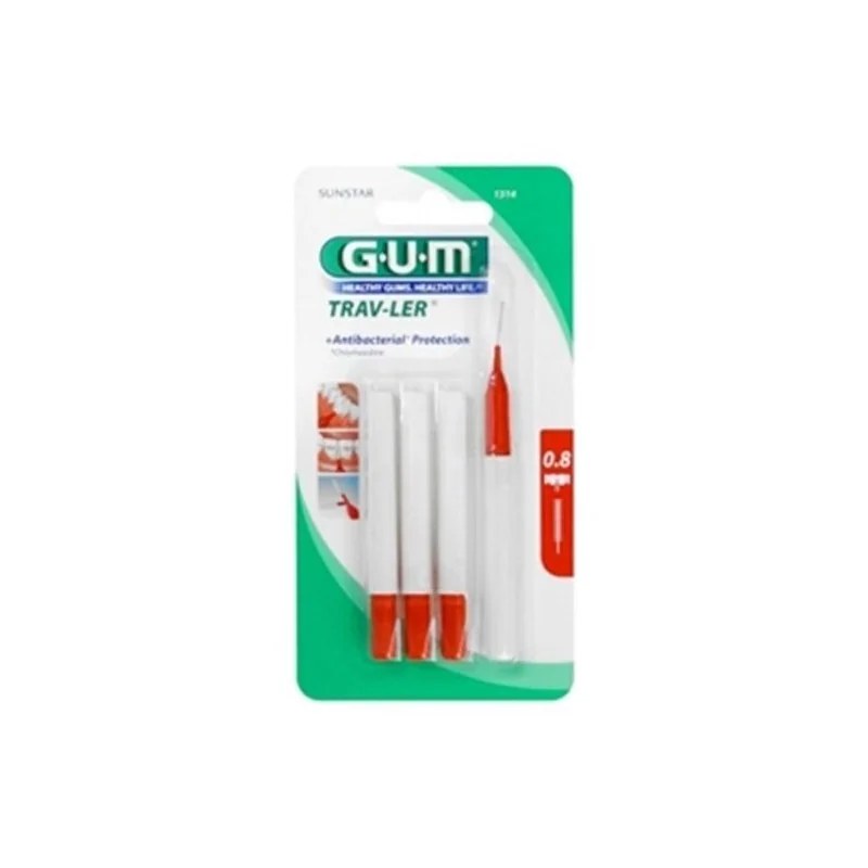GUM SUNSTAR GUM TRAV-LER MANCHE PAR 4 UNITES AVEC BROSSETTE 0,8mm  1314
