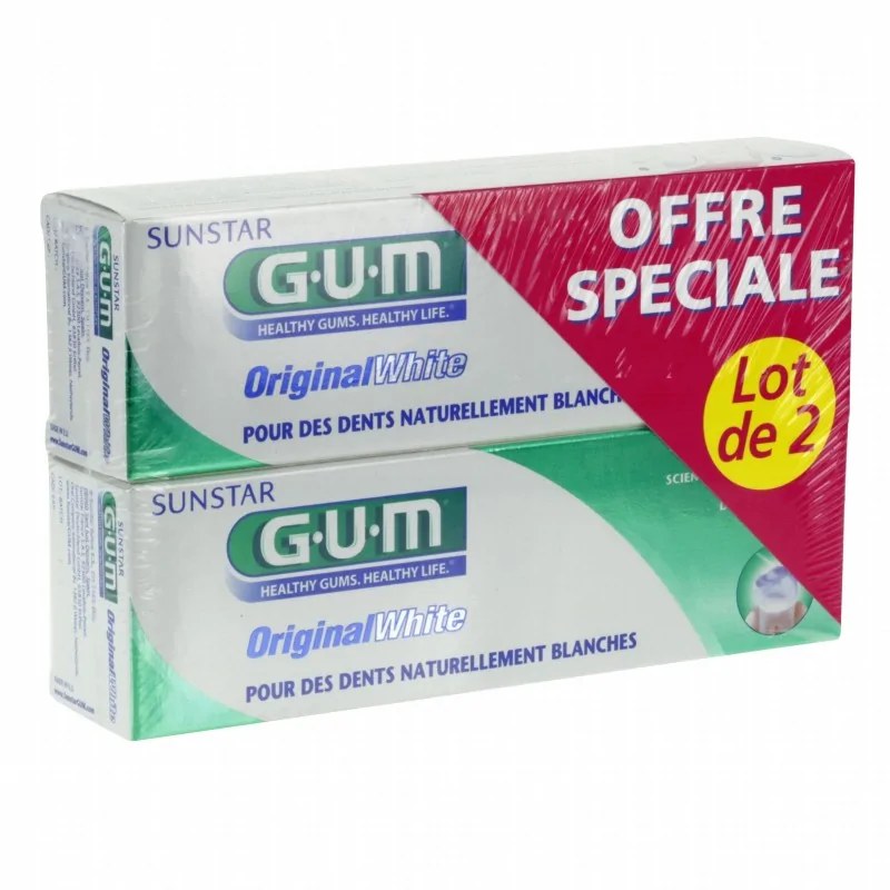 GUM SUNSTAR Promotion Gum Original white dentifrice 75 ml (Gum Original white dentifrice 75ml offert)