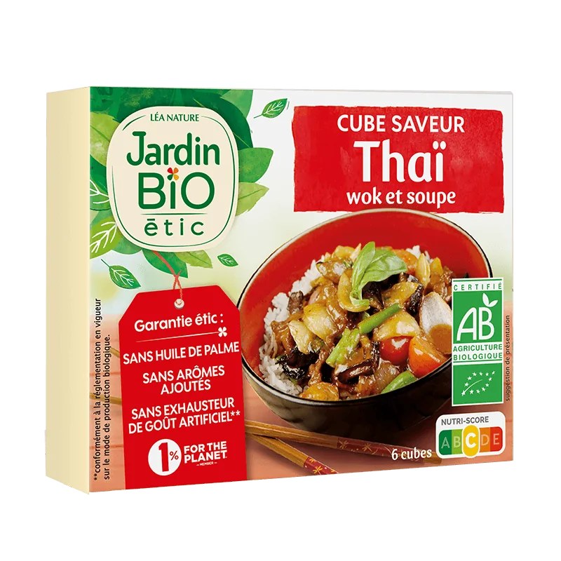 JARDIN BIO JARDIN BIO BOUILLON CUBE SAVEUR WOK & DOUPRD SANS HUILE DE PALME 6x11G