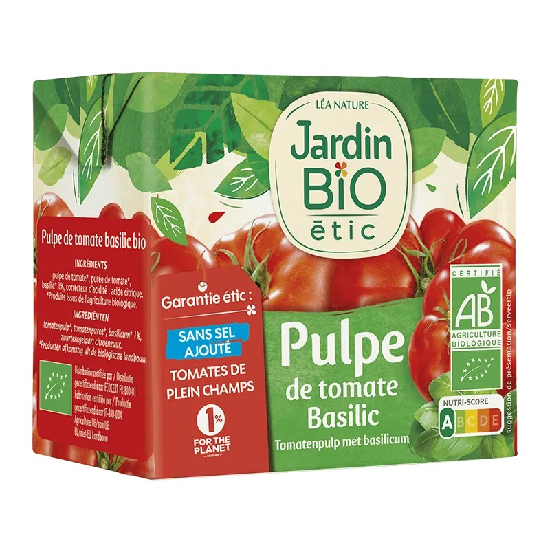 JARDIN BIO JARDIN BIO PULPE DE TOMATE BASILIC 500G