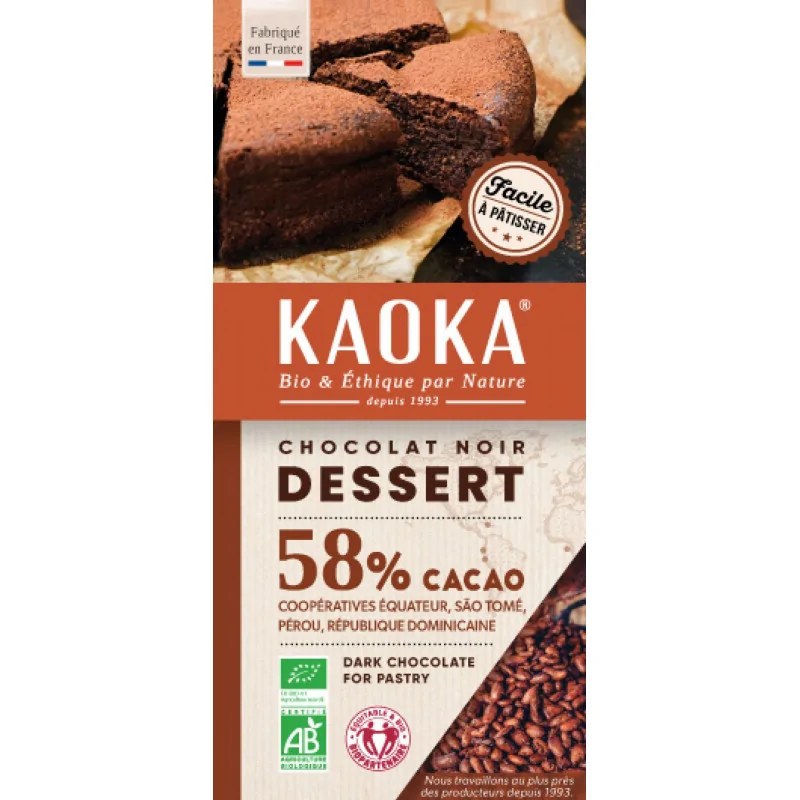 KAOKA KAOKA DESSERT TABLETTE  CHOCOLAT NOIR 58% CACAO 200G
