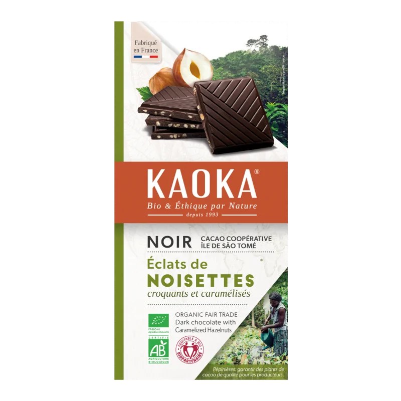 KAOKA KAOKA TABLETTE DE CHOCOLAT NOIR 66% AUX ECLAT NOISETTES CARAMELISES 100G