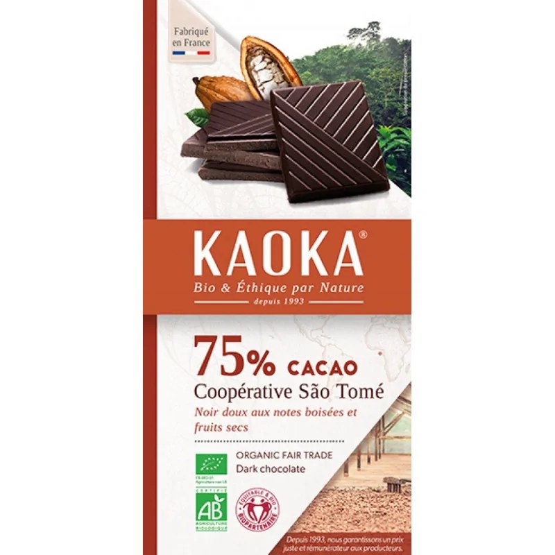 KAOKA kaoka TABLETTE DE CHOCOLAT NOIR 75% SAO TOME 100 G