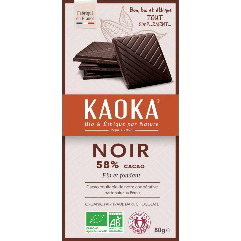 KAOKA KAOKA TABLETTE DE CHOCOLAT NOIRE SIMPLY 58% 80G
