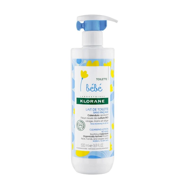 KLORANE Klorane - Lait de toilette sans rinçage au Calendula apaisant - Bébé - Peau normale à sèche 500 ml