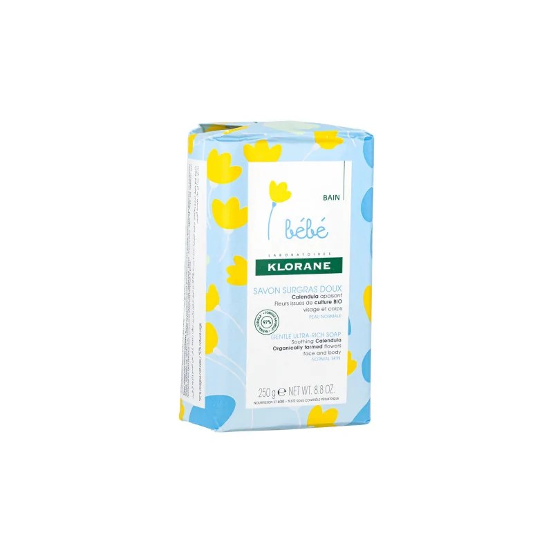 KLORANE Klorane - Savon surgras doux Calendula apaisant - Bébé - Peau normale - Visage et Corps 250 g
