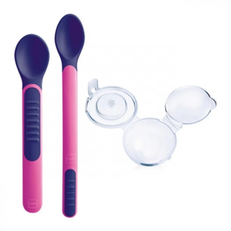 MAM  MAM 2 CUILLÈRES THERMO SENSIBLES + ÉTUI COULEUR VIOLETTE 6+ MOIS