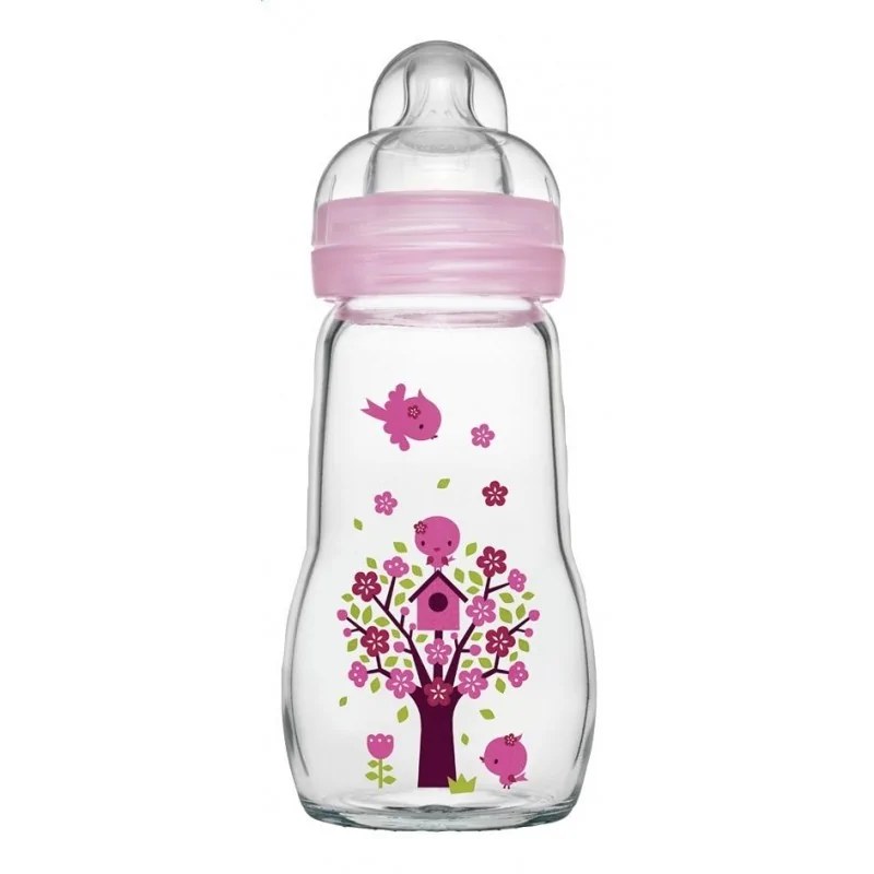 MAM  MAM BIBERON EN VERRE ROSE FEEL GOOD 260 ML