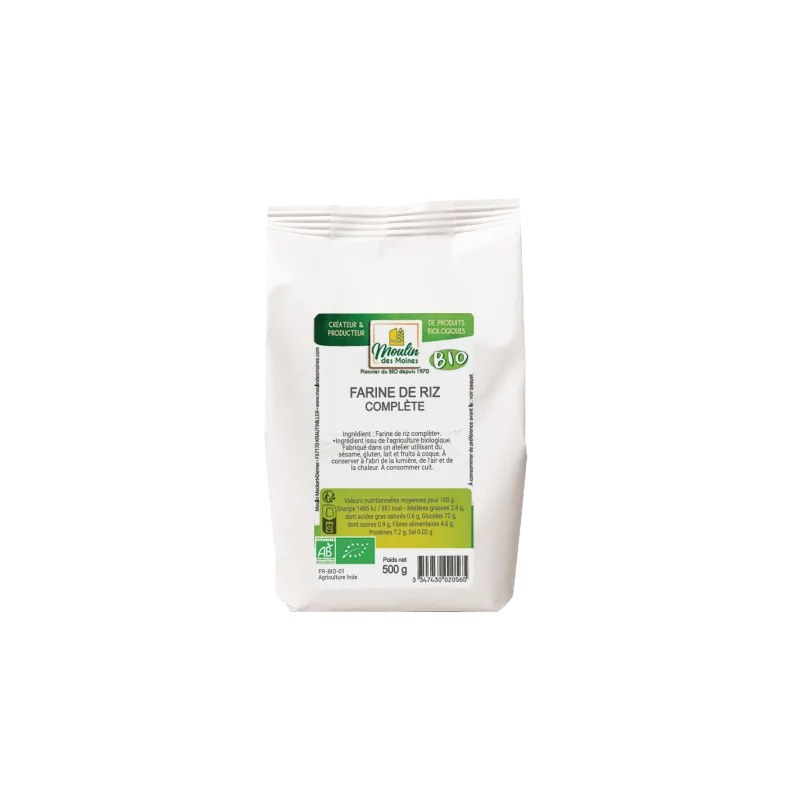 MOULIN DES MOINES Moulin Des Moines  FARINE COMPLETE DE RIZ 500 G