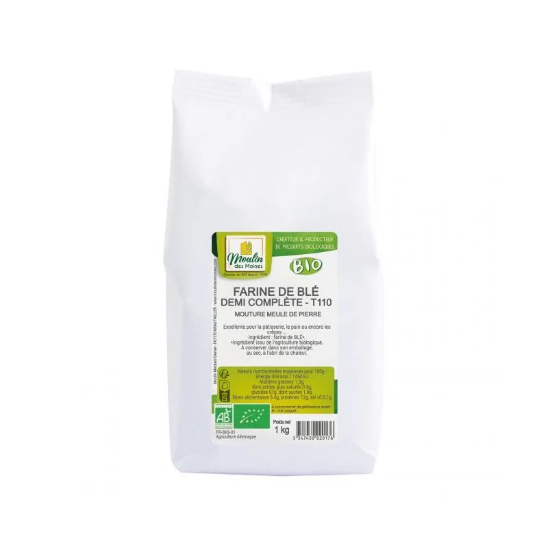 MOULIN DES MOINES MOULIN DES MOINES FARINE DE BLE T110 1 KG