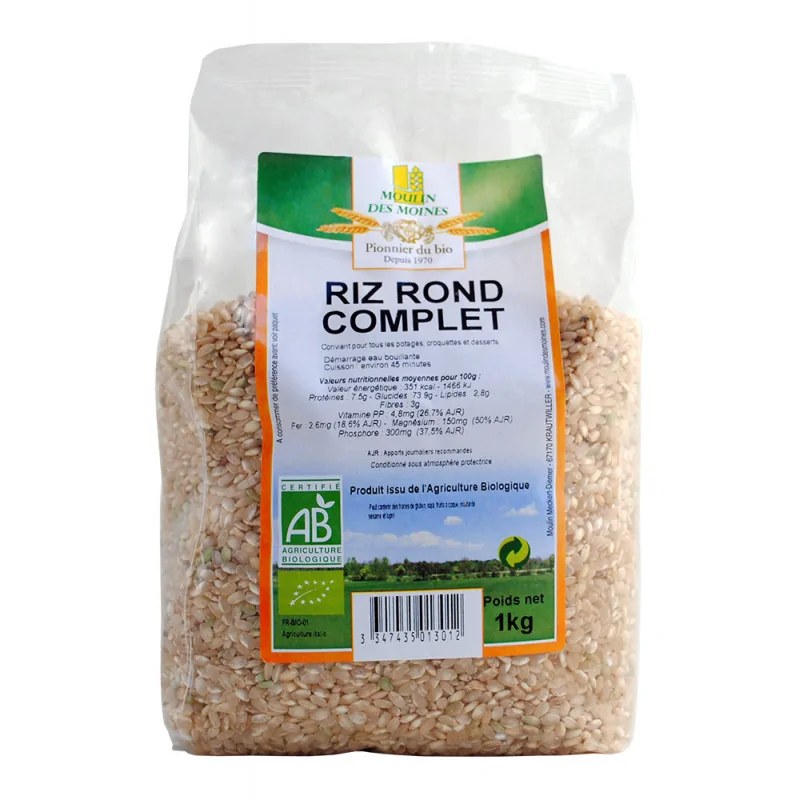 MOULIN DES MOINES MOULIN DES MOINES RIZ ROND COMPLET 1 KG