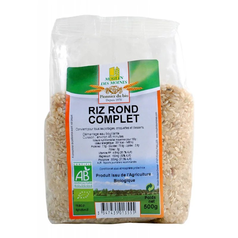 MOULIN DES MOINES MOULIN DES MOINES RIZ ROND COMPLET 500G