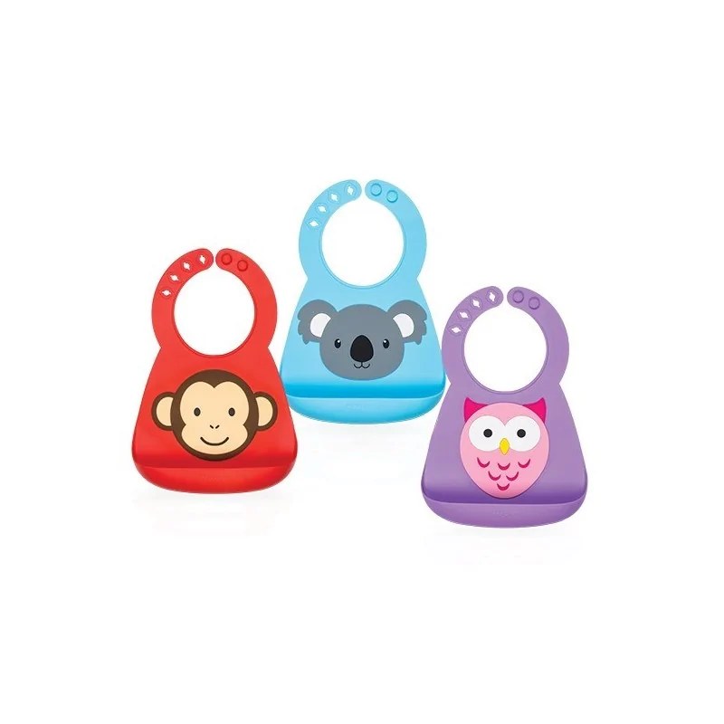 Nûby  NUBY Bavoir en ssilicone 3D décor animaux -3m+ ID4431