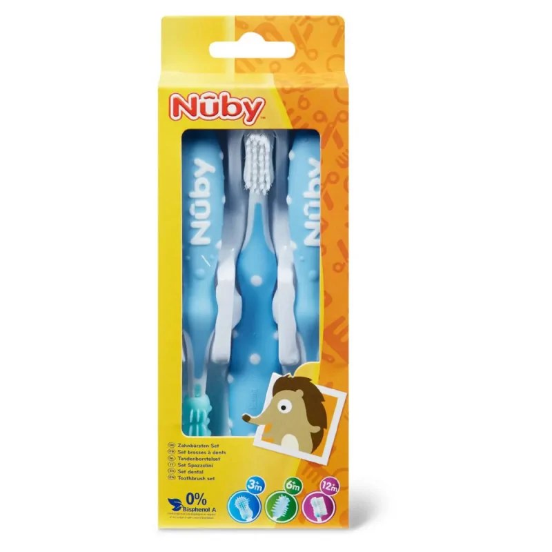 Nûby  Nûby Set de Brosses à dents 3 Pièces - Bleu Ref: ID754