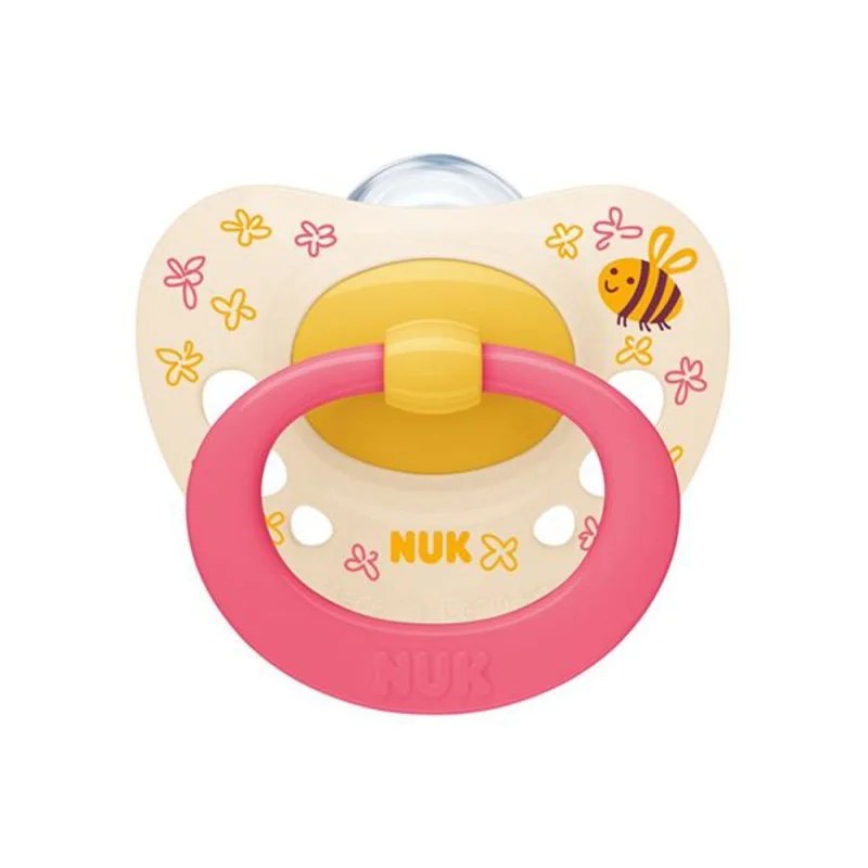 NUK Nuk Sucette en Silicone Signature 6-18 mois Abeille Rose