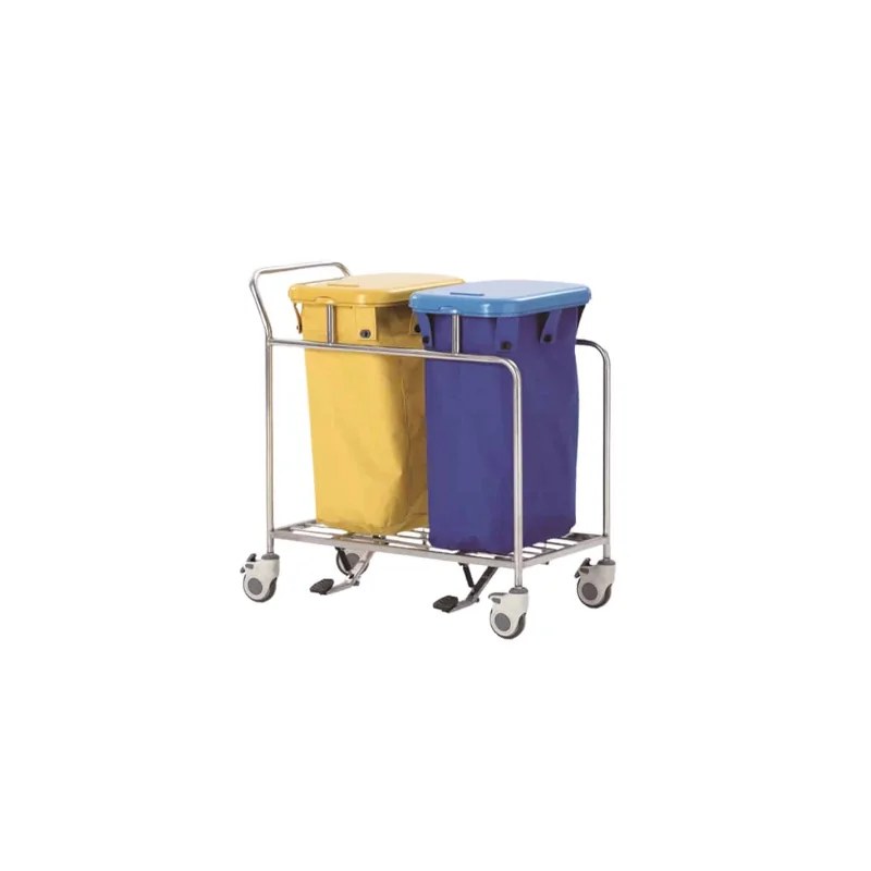 para-médical Chariot a linge à 2 bacs inox L8125